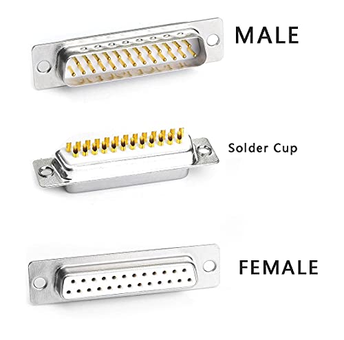 2Pack Db25 Male Connectors With Metal Cover, 2-Row D-Sub 25 Pin Serial Connector , Db25 Adapters (2Pcs Db25 Male+Metal Hood) #TOP2