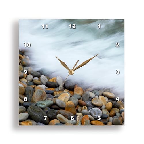 3D Rose Waves Breaking on Pebbles-Tsitsikamma NP-Western Cape-South Africa Wall Clock, 10" x 10"