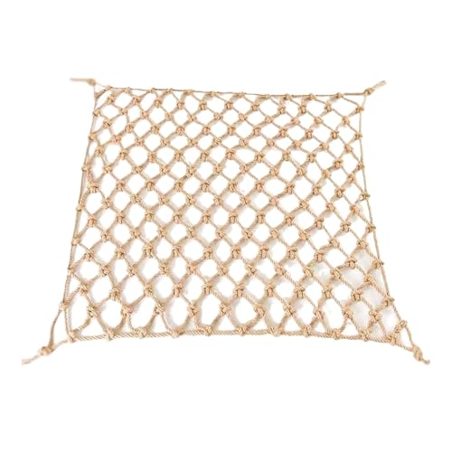 ZREVSB 2mX4m Child Safety Climbing Net Hand Made Jute Rope Stair Protective Fencing Mesh Home Decoration Ceiling Plant Support(2mX2m 4mm)
