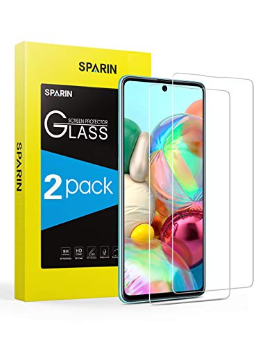 SPARIN Displaybeschermfolie voor Samsung A72 / A71, gehard glas, hardheid 9H, 2 stuks