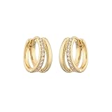 Pendientes de aro gruesos de oro, hipoalergénicos, ligeros, modernos, dorados/plateados, pequeños, gruesos, ovalados, abiertos, para mujeres y niñas