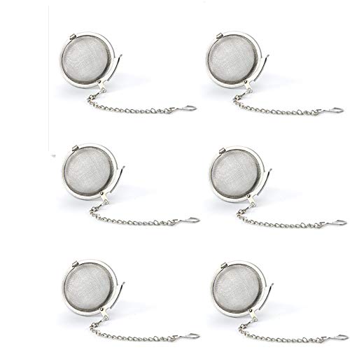 6Pcs Stainless Steel Tea Strainer Mesh Tea Ball Filter Net Round With Chain #TOP7