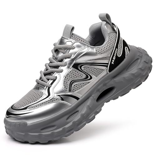 Men's Fashion Breathable Mesh Platform Chunky Lace-Up Sneakers Comfortable Non Slip Y2K Walking Dad Sneakers Workout Sport Work Tennis Shoes
