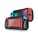 SXLTECH Protective Case Cover with 2 Hidden Game Card and 5 Card Game Card Box Stand Bracket for Nintendo Switch Console (Red)