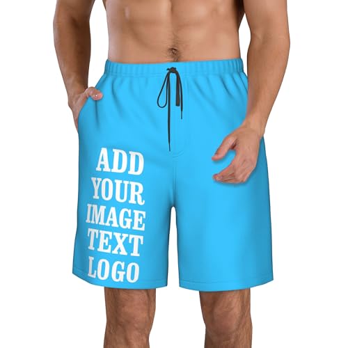 Custom Shorts for Men Personalized Swim Trunks Design Your Photo Text Logo Beach Shorts for Run Yoga3