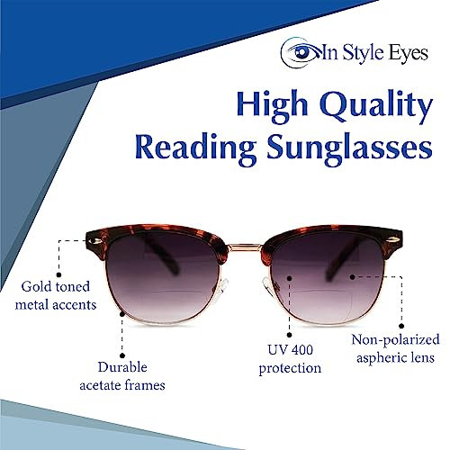 In Style Eyes Sellecks Bifocal Reading Sunglasses - Semi-rimless Browline Frame Reader Glasses, Non-Polarized Aspheric Lens3
