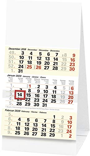 Preisvergleich Produktbild BRUNNEN 1070211 Drei-Monats-Tischkalender (97 x 190 mm, 1 Blatt = 3 Monate, Karton-Aufsteller, Kalendarium 2020)