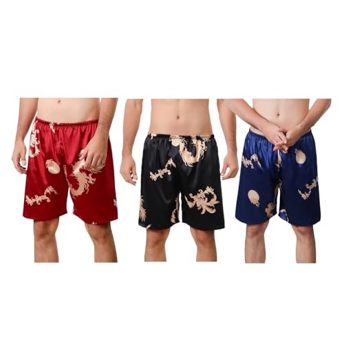 Men's Satin Boxers Shorts 3 Pack Underwear