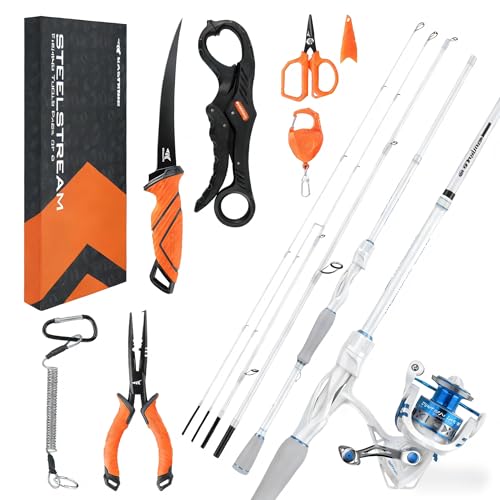 KastKing Centron Lite Travel Fishing Rod & Reel Combo with 6-Piece Stainless Steel Knife Set | Ultimate Outdoor Fishing and Camping Survival Kit | Portable Tackle for Bass, Trout, Freshwater & Saltwat