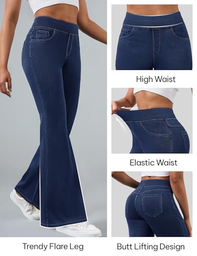 Buy AVAMO Stretchy Flare Jeans for Women High Waisted Pull On Bell