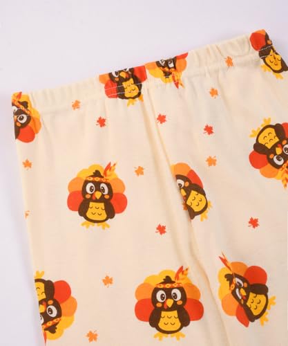 Joyond Girls Thanksgiving Pajamas 100% Cotton Toddler Girl Thanksgiving PJs Kids Holiday Sleepwear Turkey Costumes Size 7 — view 6