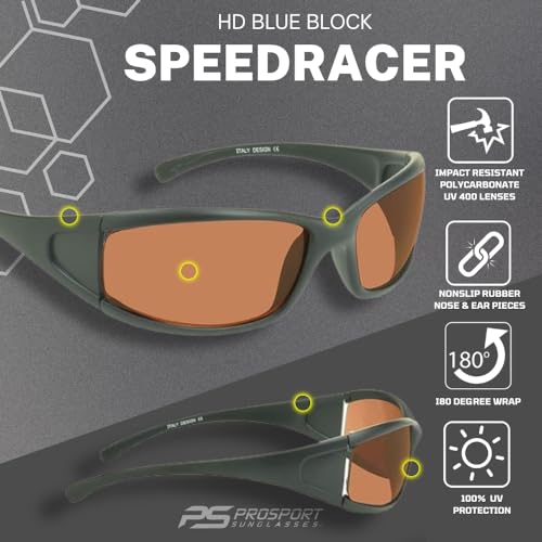 Image of proSPORT Blue Light Reducing High Definition HD Lens Sunglass TR90 Sport Frame Men Women