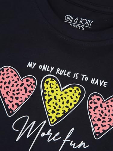 Image of Gini & Jony Girls Printed Cotton Round Neck Half Sleeve Knits Top