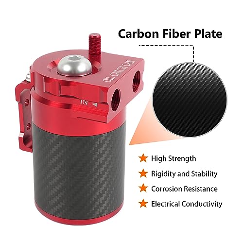 muge racing Kit de Tanque Coletor de Óleo Universal de Fibra de Carbono, Reservatório Polido com Fil