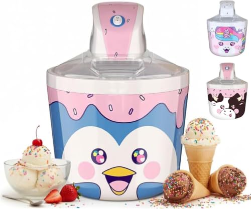 Image of Penguin Electric Ice Cream Maker Machine for Kids - Countertop Soft Serve | A fun kids ice cream maker machine for homemade soft serve, sorbet, gelato & frozen yogurt. 1.2 qt small easy to use & clean