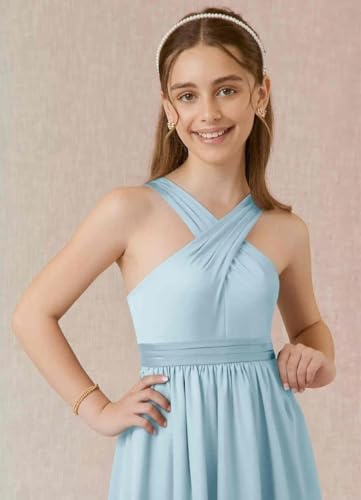 GATMAHE Chiffon Junior Bridesmaid Dresses for Girls Ruffle Sleeve V Neck A Line Flower Girls Dress2