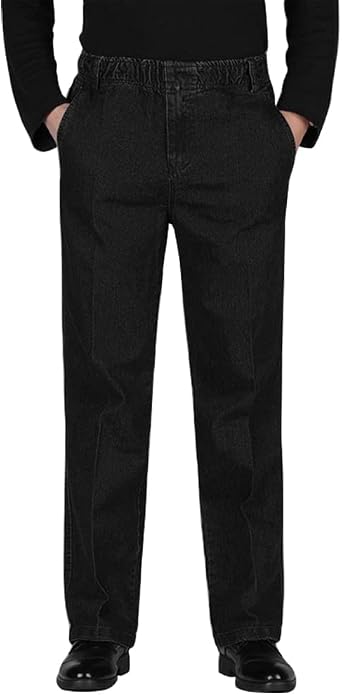 Ylingjun Mens Jeans Elastic Waist Relaxed Fit Straight Leg Jeans Casual Pants