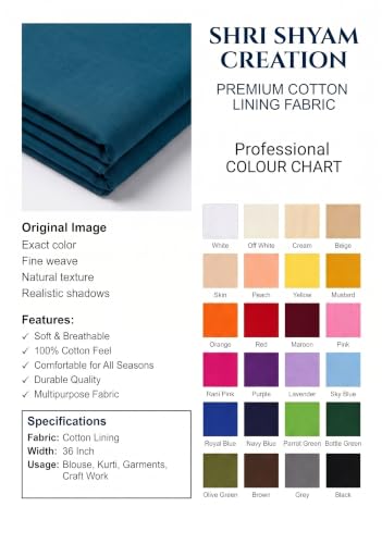 Image of Unstitched Cotton Astar /Lining /Cloth /Kapda Running into Meters for Suit,Sherwani,Kurti,Blouse /Choli,lehanga & Dress Materials(Available in 2,4,6 Meters Variation) (Kerosene, 6 Meter)