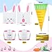 Spakon 200 Pcs Easter Treat Bags Cute Plastic Carrot Shape Cone Easter Bags with Twist Ties DIY Long Ear Snack Gift Bunny Bag for Easter Holiday Cookie Candy Storage Packaging Supplies Party Favor