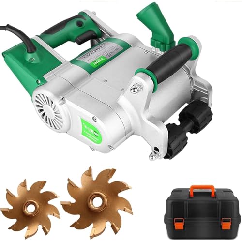 CUTANGELAR Ranuradora De Pared Eléctrica, 2000 RPM, 1100 W De Potencia, Cuchillas De 25 Mm Y 35 Mm, Diseño Portátil Con Caja. Ideal Para Electricistas, Plomeros Y Otros Contratistas.(Green)