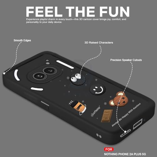 Image of AESTMO Back Case Cover for Nothing Phone 2A / 2A Plus | Cute Fun Cartoon 3D Ball | Coffee Silicone Case | Full Body Protection | Camera Protection Back Cover for Nothing Phone 2A / 2A Plus (Black)