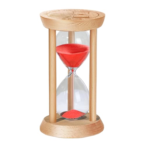 SuLiao Wooden Sand Timer 2 Minute Hourglass, Wood Red Sand Clock, Small Watch 2 Min Timer, Hour Glass Sandglass for Home, Reloj De Arena, Office, Decorative, Game, Classroom
