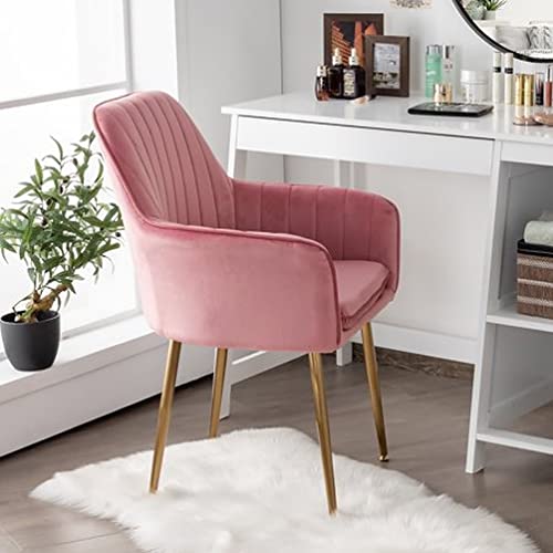 Image of Pair of 2 Stylish, Modern, Elegant & Comfortable Velvet Arms Chairs for Dinning Living Hotel Cafe (2 Chairs) (Pink)