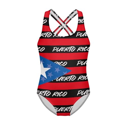 Image of Girls One Piece Swimsuits Summer Quick Dry Crewneck Beach Bathing Suit Cross Shoulder Strap Swimwear 5-14 Years