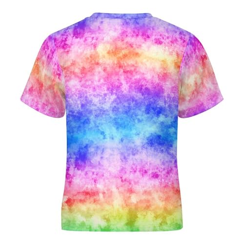 Kids Tie Dye T-Shirt Short Sleeve Mesh Top Lightweight Pullover Soft Outfit for School Play Travel2