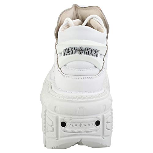 New Rock M-TANK106-C1 Unisex White 100% Leather Goth Platform Punk Ankle Boots Shoe4