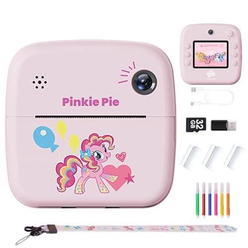 My Little Pony Rainbow Series Children Print Camera, Polaroid Camera for Kids, Instant Print Kids Camera, Digital Toy Camera for 3-12 Year Old Toddler, Children Birthday Gifts,Pinkie Pie