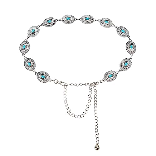 American Trends Womens Western Belts Metal Chain Belt Country Cowgirl Belt Waist Chain Y2K Boho Concho Belt