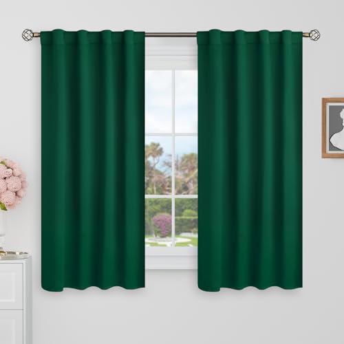 BGment Short Blackout Curtains 48 Inch Length for Bedroom, Emerald Green