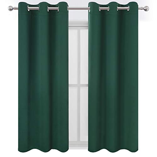Image of LEMOMO Dark Green Blackout Curtains /42 x 63 Inch /Set of Two Panels Grommet Bedroom Curtains