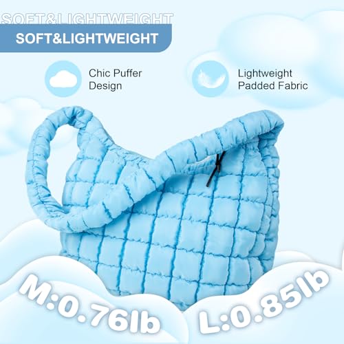 Image of Quilted Puffer Tote Bag Purse Puffy Crossbody Shoulder Bag,Lightweight Nylon Hobo Bag Puffer Carryall Bag for Women Girl