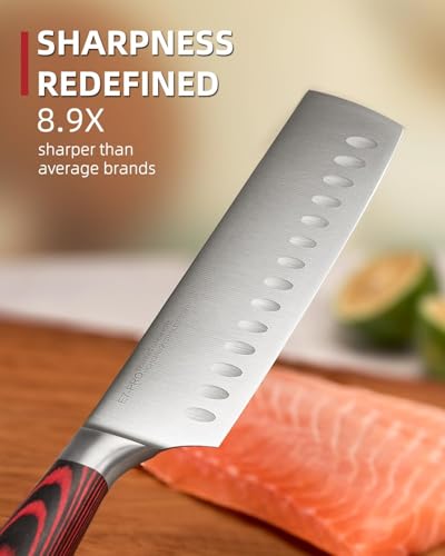 2025 Upgraded Nakiri Chef Knife Japanese Professional 7 Inch Sharp Meat Cleaver Kitchen Knives for Chopping Vegetable and Cooking, High Carbon Stainless Steel Asian Chopping Chefs Knife - Image 5
