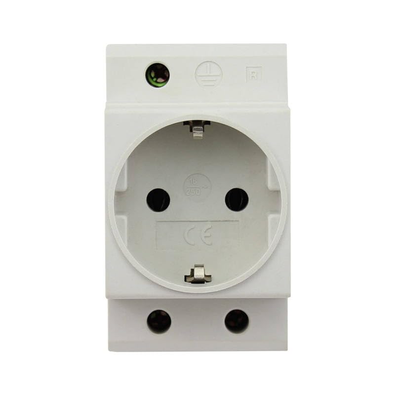 EU Din Rail Mount Power Socket 2 Pins Extention Distribution Box 10-16A 250V Modular Socket for Switchgear