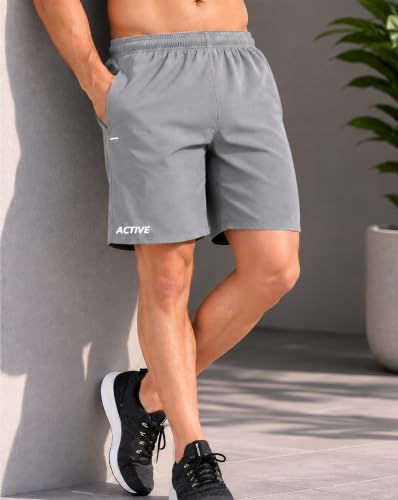 Image of AUSK Men's Running Gym Workout Sports Shorts with Elastic Waistband Side Pockets Quick Dry Breathable Activewear Shorts for Men Combo Pack of 4