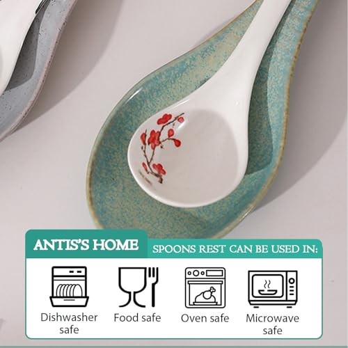 1pcs Spoon Rest, Spoon Holder, Spoon Rest Ceramic, Kitchen Countertop Heat-Resistant Spoon and Cooking Utensil Holder, Ceramic Retro Holder for Spoons, Tongs, Spatulas - Image 5