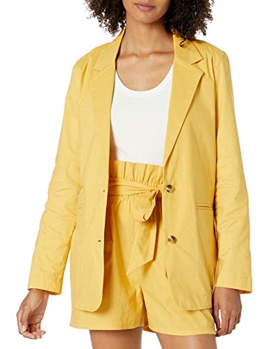 The Drop Women's Mary Loose-fit Turn-Up Sleeve Blazer, Ochre Yellow, XXS