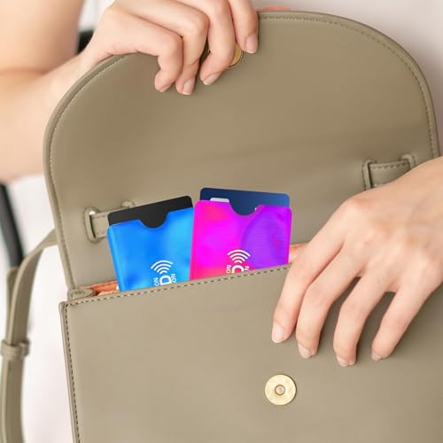 10 Stück RFID Blocker Kartenhülle, NFC Schutzhülle EC Karte - Ultradünne Kreditkarten Schutzhülle mit RFID Schutz für Bankkarten & Ausweise, 5 Farben – Bild 6