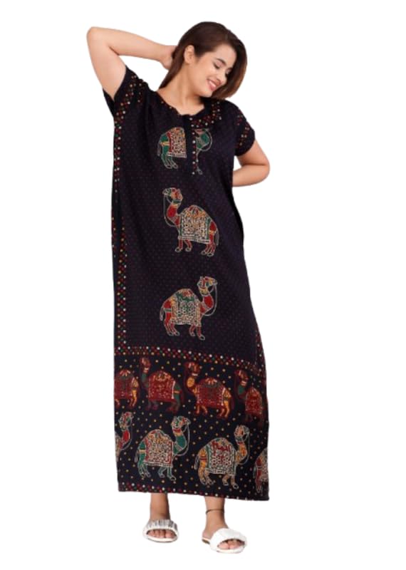 JK Creations Women's Cotton Printed Maxy/Nightwear/Nighty for Women & Girls |Women's Nightdress|Night Gown-picture-11