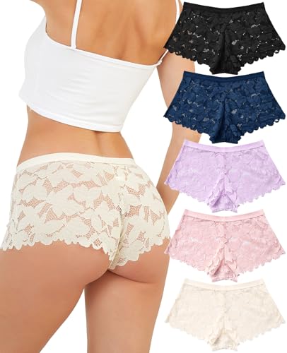 Image of Sunm Boutique Sexy Underwear for Women, Cheeky Lace Boy Shorts