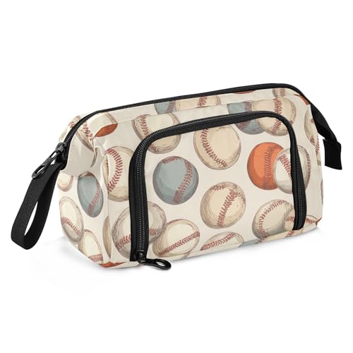 Image of Fisyme Vintage Baseball Sport Pencil Case Large Capacity Pen Bags Box Big Makeup Pouch Organizer