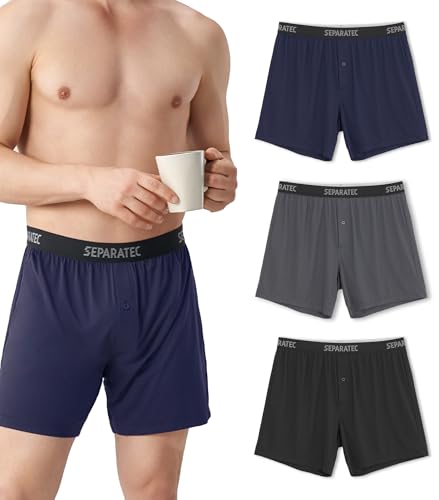 Separatec Mens Boxer Shorts Breathable Quick Dry Mesh Boxers for Men Moisture Wicking Soft Loose Fit Men's Underwear 3 Pack
