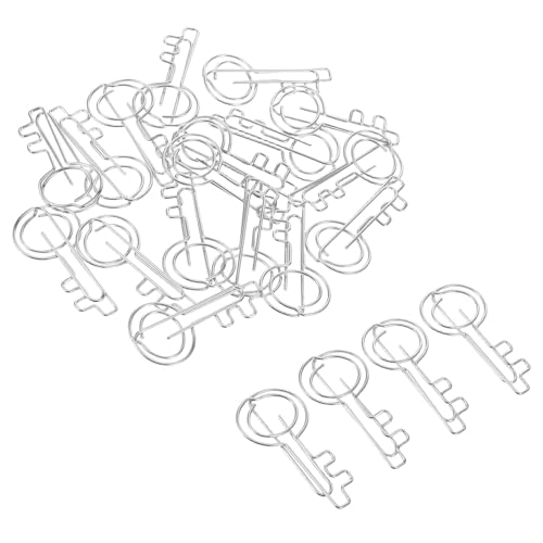HEMOTON 20Pcs Key-Shaped Metal Paper Clips Silver Small Portable Paperwork