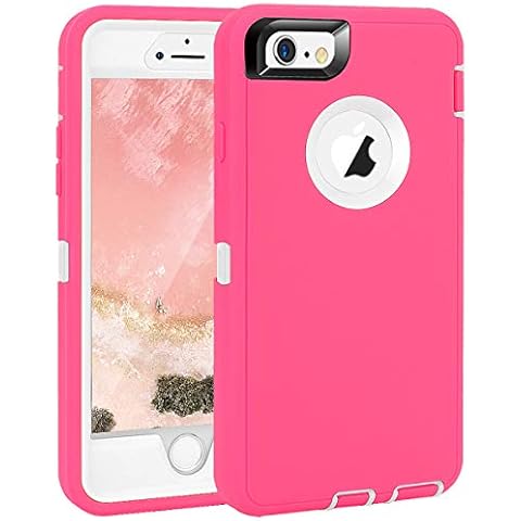 Maxcury Crosstreesports iPhone 6 Case iPhone 6s Case Heavy Duty Shockproof Series Case for iPhone 6/6S (4.7")-V2 with Built-in Screen Protector Compatible with All US Carriers - Rose and White Cover