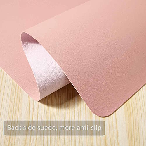 Image of Extended Mouse Pad Mat XXL Desk Pad Large Desk Mat 35.4 X 16.9 Desk Blotter Writing Pad for Laptop /Office /Home, PU Leather Waterproof +Suede Non-Slip 90 x 43cm (Pink)