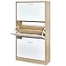 Meerveil Meuble à Chaussures à 3 abattants Armoire à Chaussures 63 x 24 x 120 cm Étagère à Chaussures Meuble à Chaussures en Bois pour Entrée, Salon, Cuisine, Chêne+Blanc