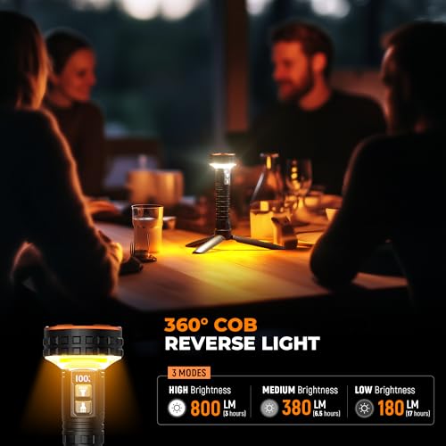 Flashlight, 5000 Lumen Rechargeable LED Flashlight with Digital Display, 8 Modes & IPX4 Waterproof EDC Flashlights with Magnetic Base for Camping, Home, Emergency, Rescue - Image 4